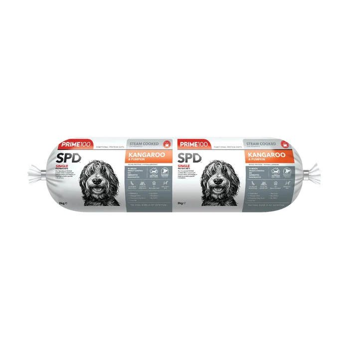Prime 100 Dog SPD Kangaroo and Pumpkin Roll 2kg-Habitat Pet Supplies
