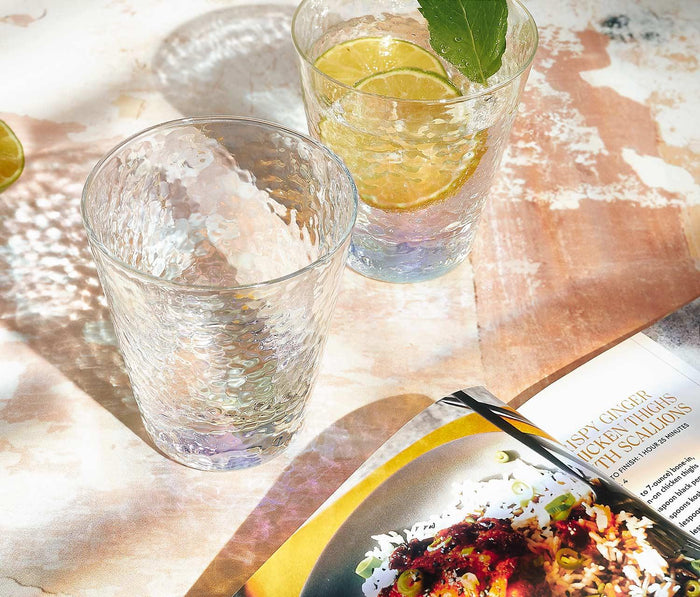 Rainbow Hammered Tumbler Glass Gift Set