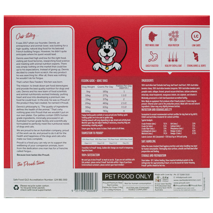 Proudi Combo Raw Dog Food Patties 2.4kg