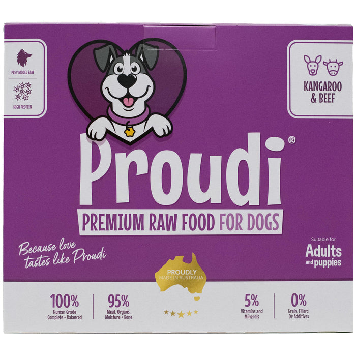 Proudi Kangaroo and Beef Raw Dog Food Patties 2.4kg
