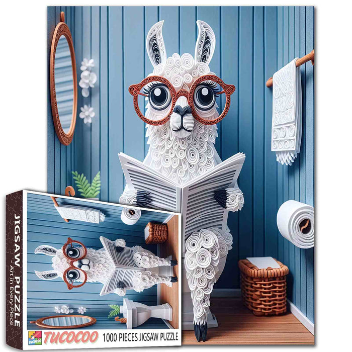 Quirky Llama Reading Jigsaw Puzzle