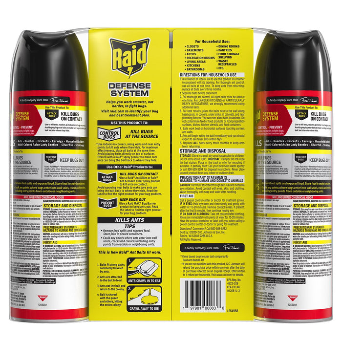 Raid Ant & Roach Aerosol, 2 Pack with Bait Trap