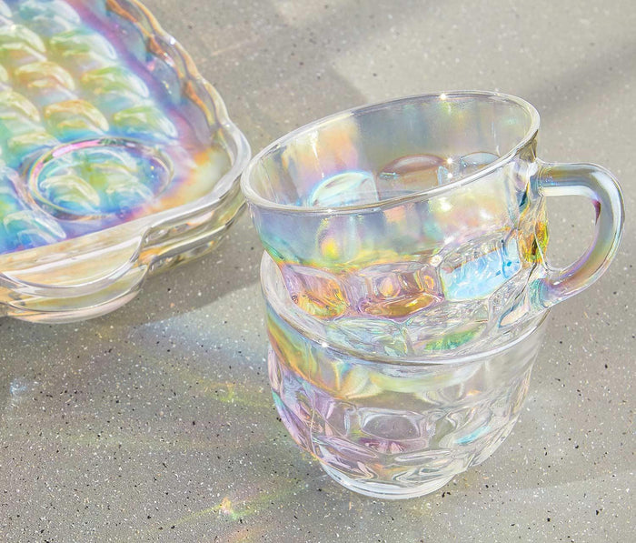 Vintage Rainbow Lustre Snack Tray Set