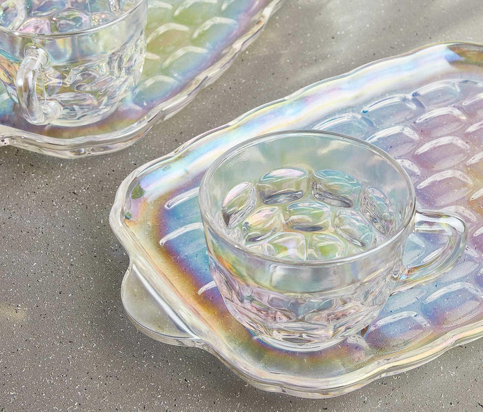 Vintage Rainbow Lustre Snack Tray Set