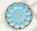 Vintage  Blue Milk Glass fire king Egg Dish - Lollygag