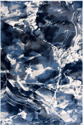 Regal Bold Shapes Washable Blue Rug
