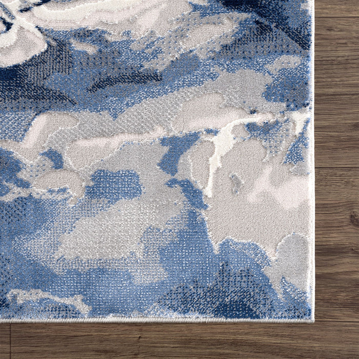 Regal Bold Shapes Washable Blue Rug