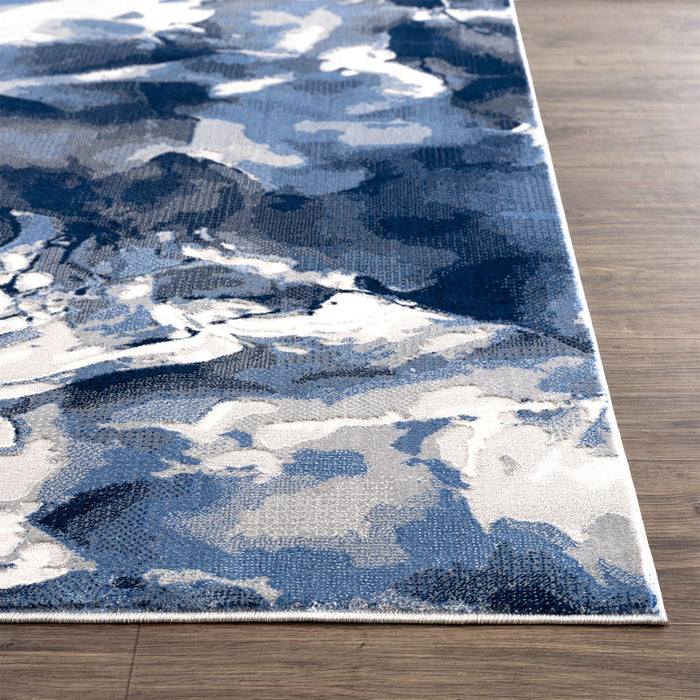 Regal Bold Shapes Washable Blue Rug