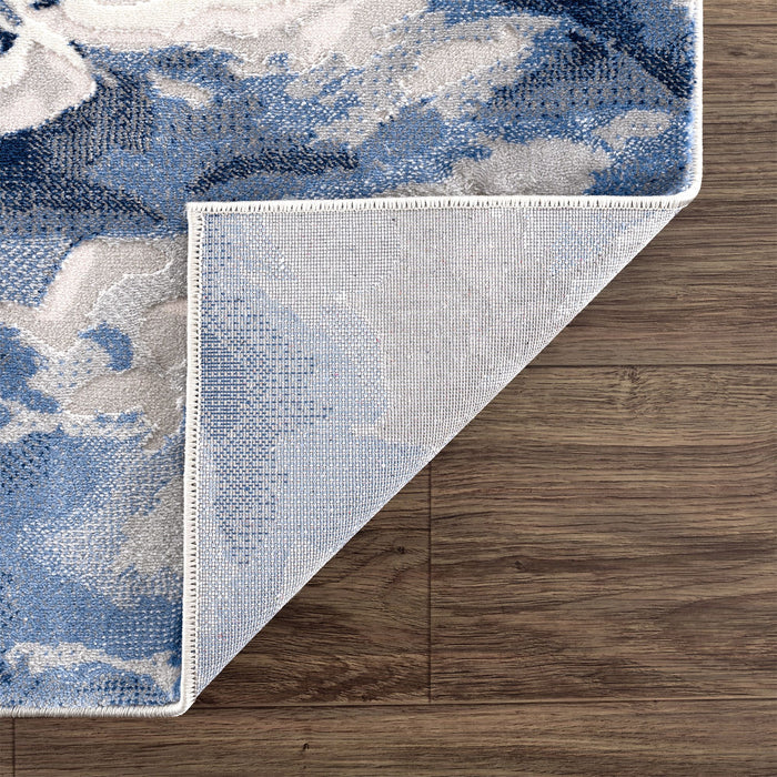 Regal Bold Shapes Washable Blue Rug