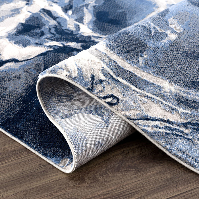 Regal Bold Shapes Washable Blue Rug