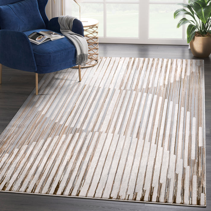 Regal Geometric Washable Beige Rug