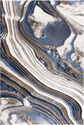 Regal Grey Blue Topography Washable Mapping Rug