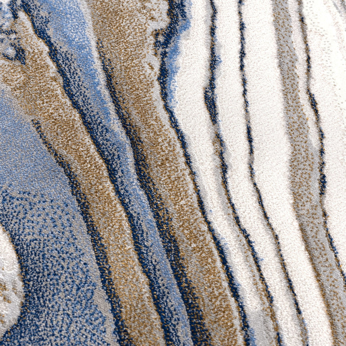 Regal Grey Blue Topography Washable Mapping Rug