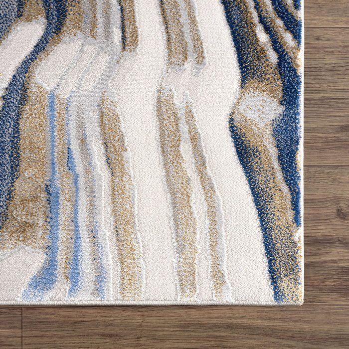 Regal Grey Blue Topography Washable Mapping Rug
