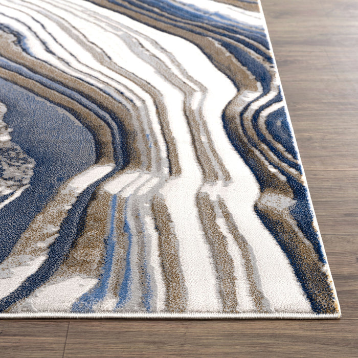 Regal Grey Blue Topography Washable Mapping Rug
