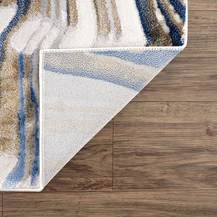 Regal Grey Blue Topography Washable Mapping Rug