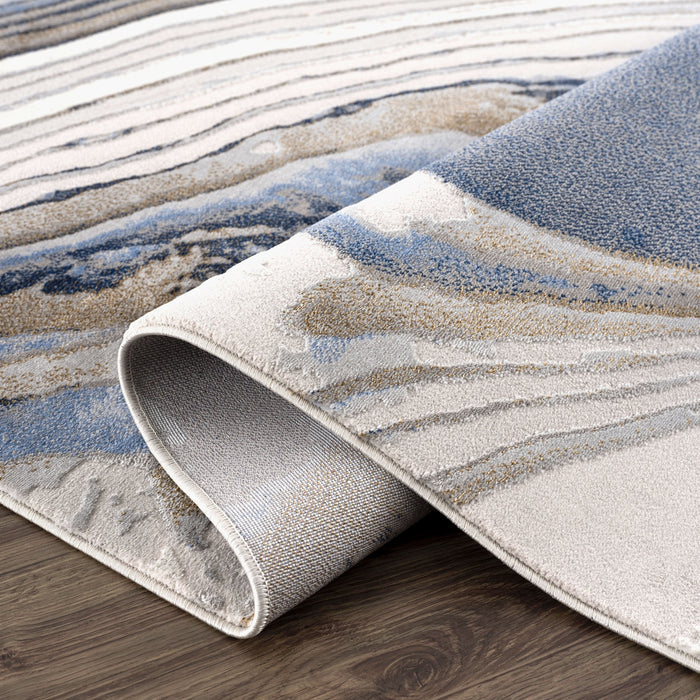 Regal Grey Blue Topography Washable Mapping Rug
