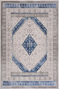 Regal Grey Blue Traditional Washable Persian Rug