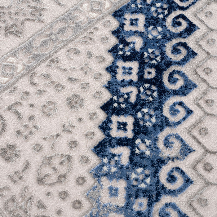 Regal Grey Blue Traditional Washable Persian Rug