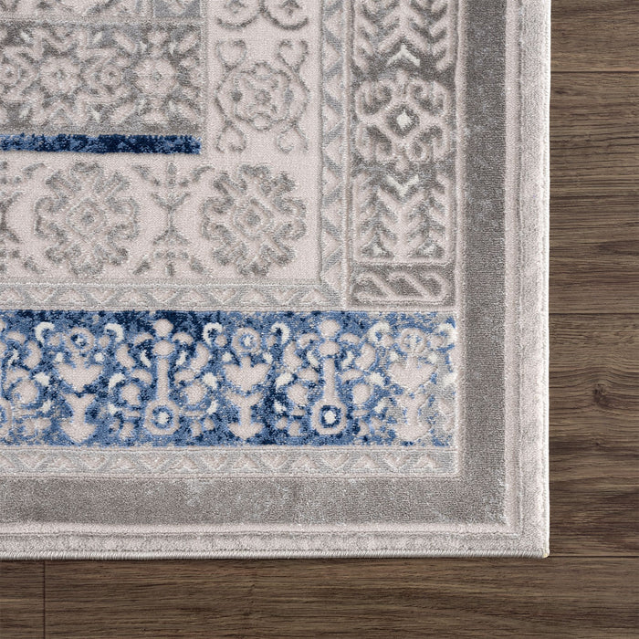 Regal Grey Blue Traditional Washable Persian Rug