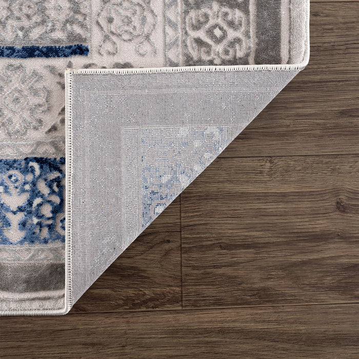 Regal Grey Blue Traditional Washable Persian Rug