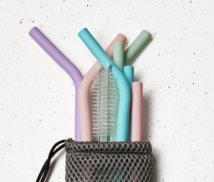 Reusable Silicone Drinking Straw Pastels: 10pc Set - lollygag