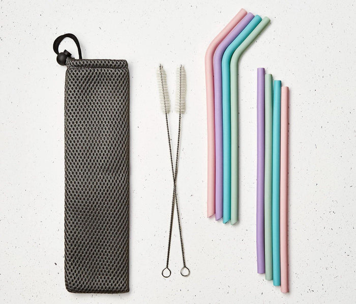 Reusable Silicone Drinking Straw Pastels: 10pc Set - lollygag