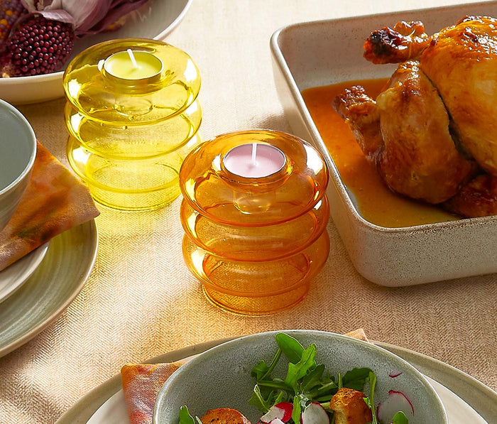 Modern amber taper candle  holder - Lollygag
