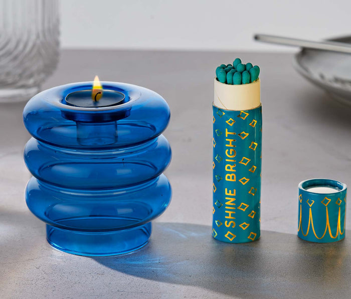 Indigo Modern amber candle glass Taper holder