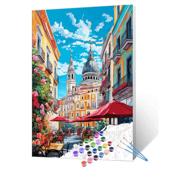 Romantic European Street View paint by numbers