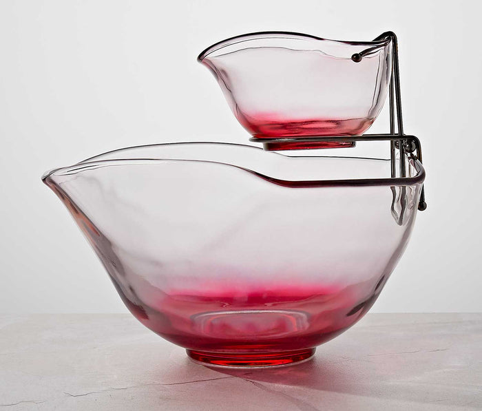 Vintage Anchor Hocking Pink Ombre Glass Chip and Dip - Lollygag