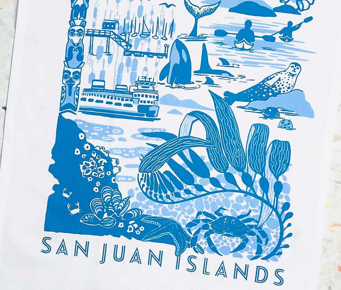 San Juan Islands Travel Tea Towel