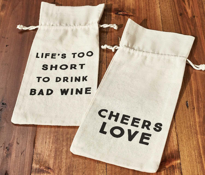 Canvas Wine Bags with phrase