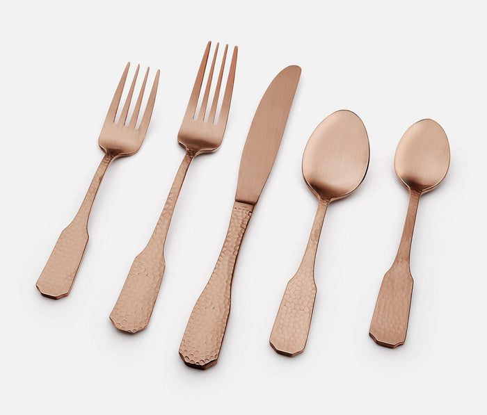 Sedona Hammered Matte Copper 5-Piece Flatware - lollygag