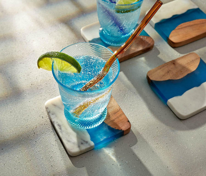 Skyline Azure Coasters & Pierre Tumblers Set - lollygag