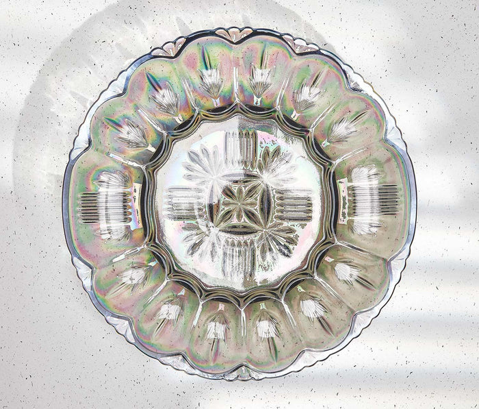 Vintage Smokey Carnival Federal Glass Egg Dish - lollygag