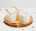 Wood & Marble Condiment/Spice Dish Set