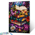 Stained Glass Books and Flowers Paint by Numbers - Tucocoo