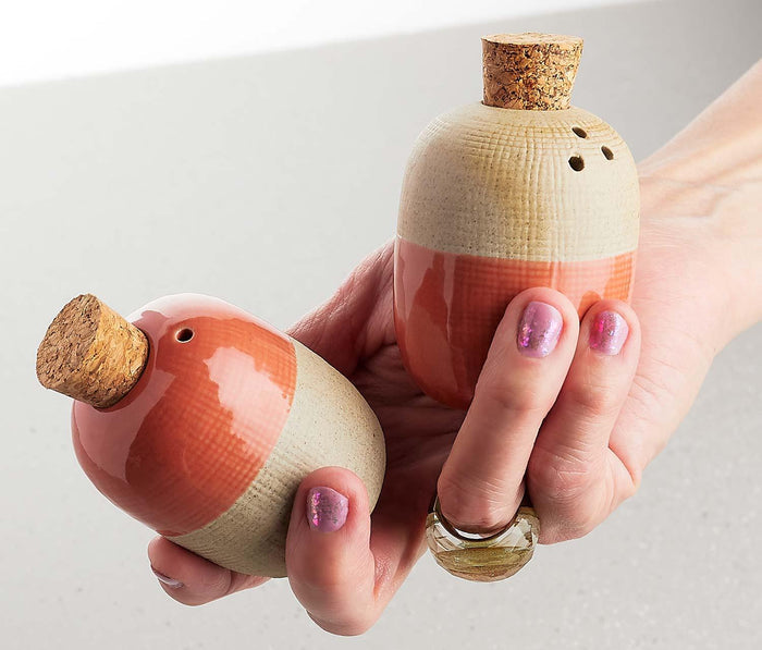 Solar Clay Stoneware Covered Sugar Pot & Salt & Pepper Set