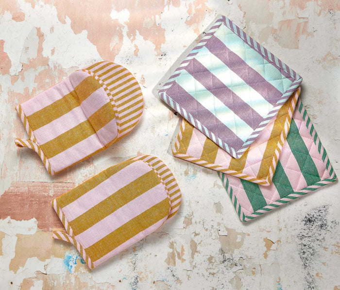 Stripe Oven-Mitts and pot holders kitchen set-lollygag