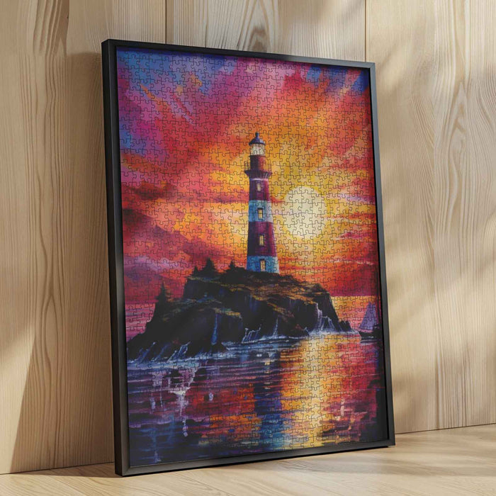 Sunset Lighthouse Coast Jigsaw Puzzle