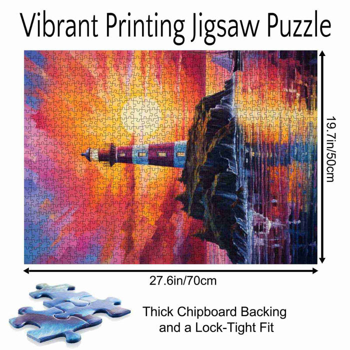 Sunset Lighthouse Coast Jigsaw Puzzle