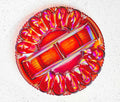 vintage Ruby Iridescent Imperial glass Egg Dish