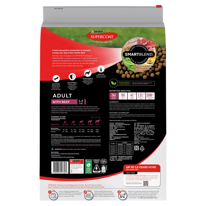 Supercoat Beef Adult Dry Dog Food 18kg