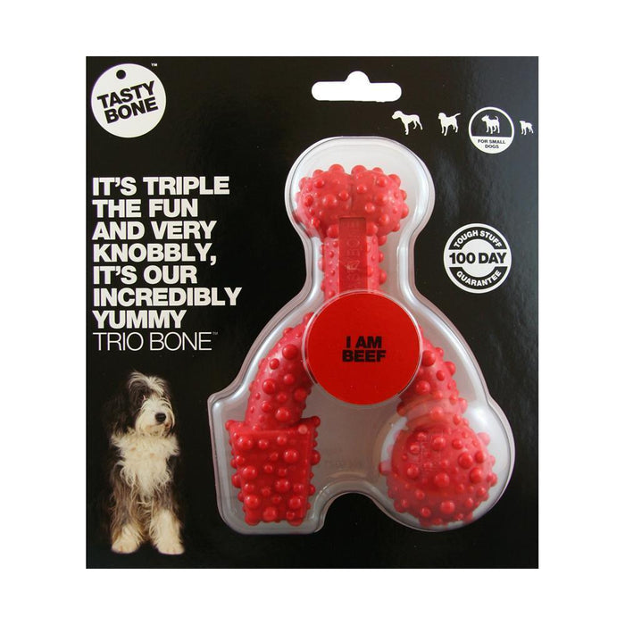 TastyBone Dog Toy Nylon Trio Beef Bone for Small Dogs-Habitat Pet Supplies