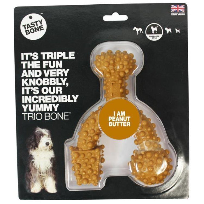 TastyBone Dog Toy Nylon Trio Peanut Butter Bone for Small Dogs-Habitat Pet Supplies