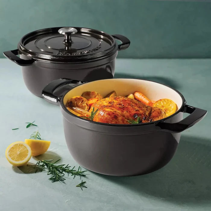 Tramontina 4 and 6 Quart Cast Iron Dutch Oven Set, Gun Metal - Detail 2