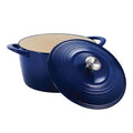 Tramontina 7 Qt Enameled Cast Iron Dutch Oven, Classic Blue Silver Knob - Front