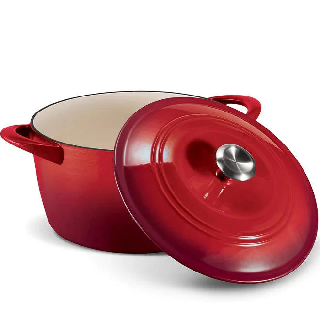 Tramontina 7 Qt Enameled Cast Iron Dutch Oven, Red - Front