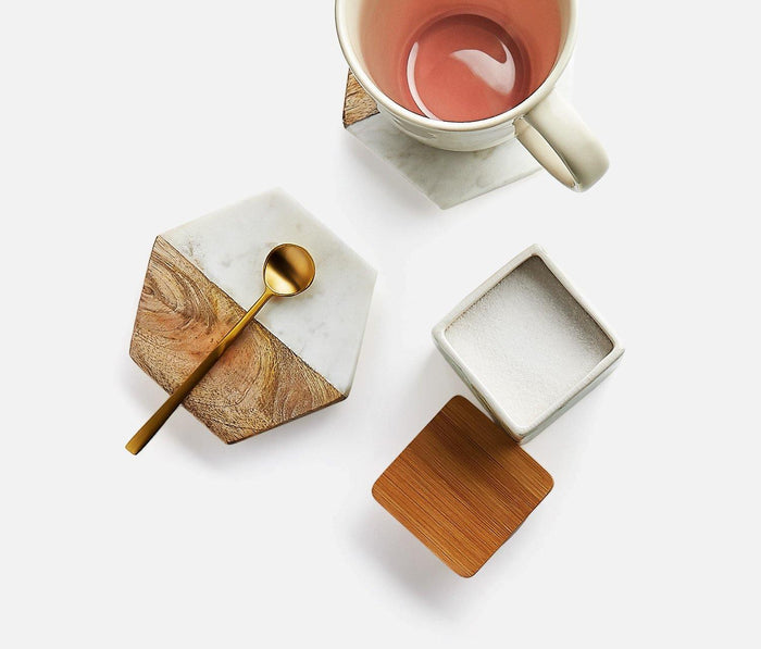 Marble Wood Hexagon Coasters
